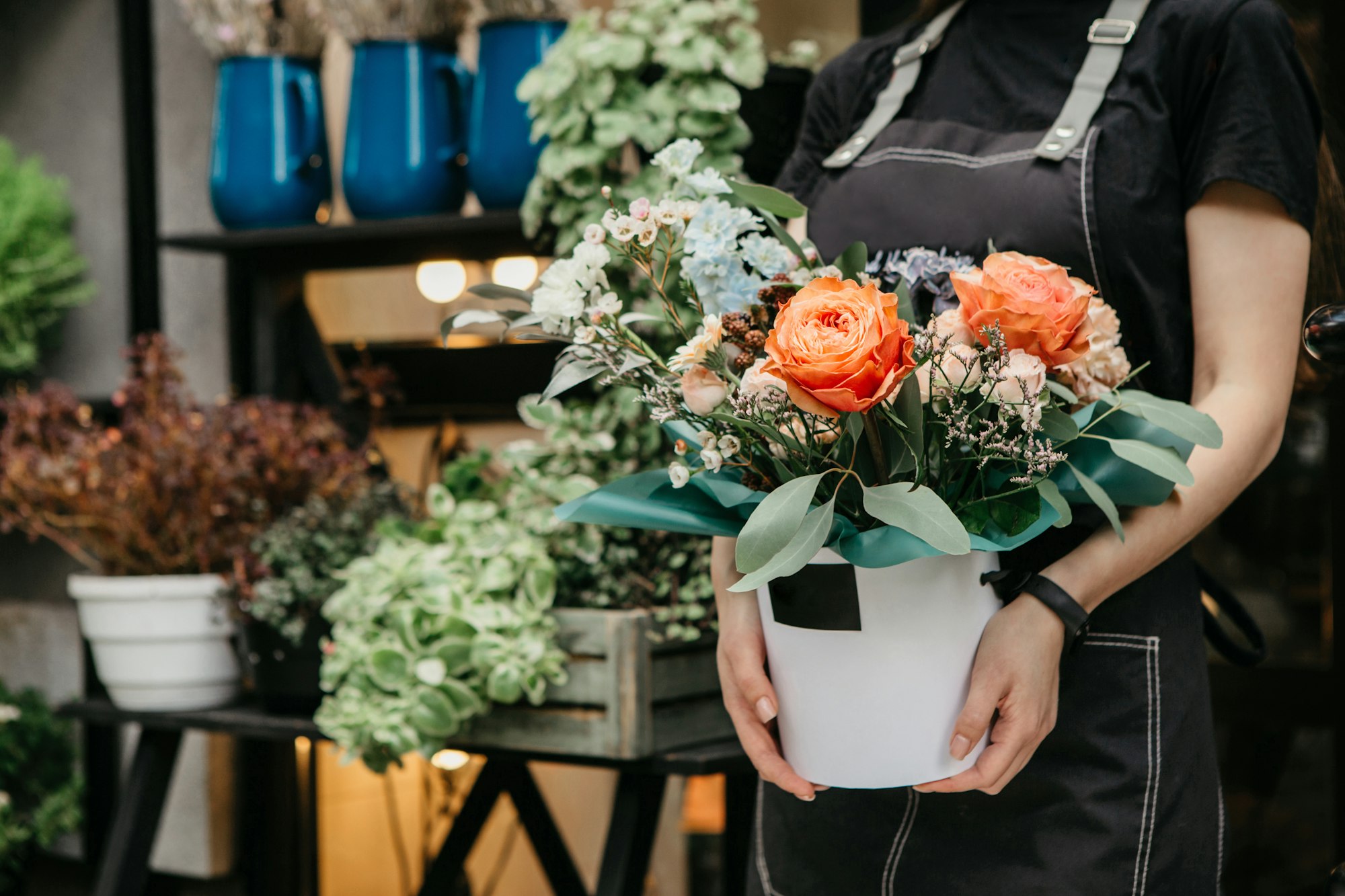 Modern elegant bouquet for gift and delivery during covid-19